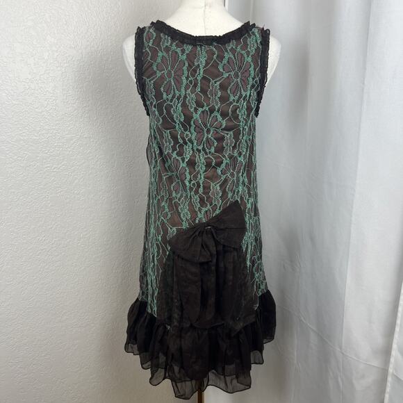 Altard State Dress Womens Small Blue Brown Lace Bow Detail Fairygrunge Gothic - Picture 4 of 11